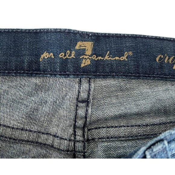 7 For All Mankind Women's Sz 27 Dojo Cropped Jeans 7's on Pockets Dark Wash - Picture 4 of 8